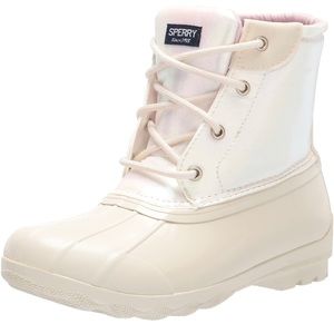 SPERRY Girls Port Duck Boot Iridescent Ivory New In Box